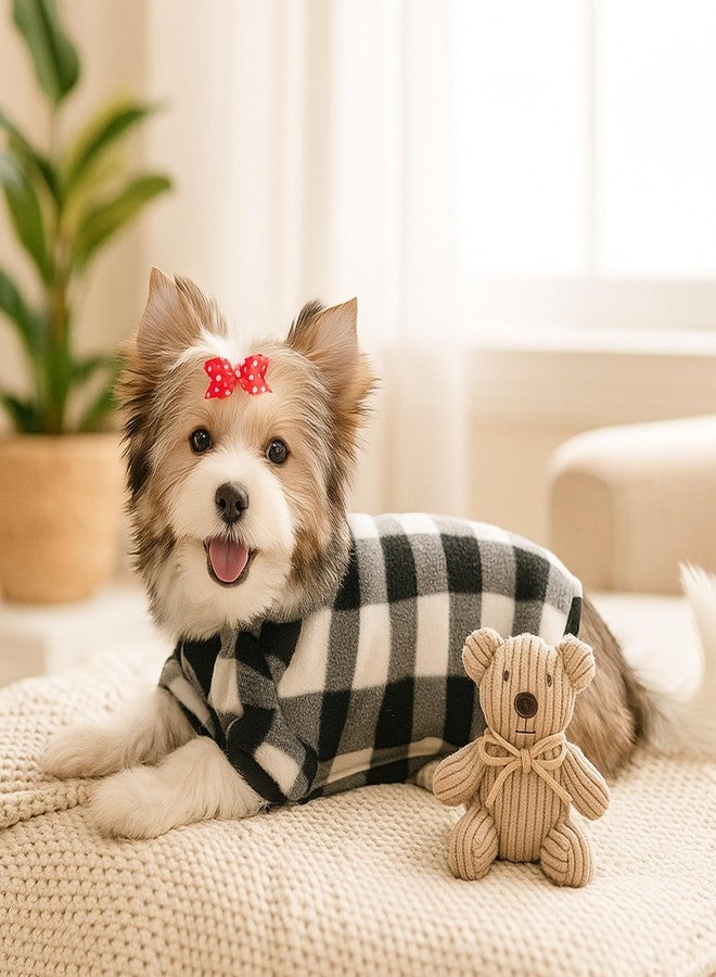 SilTriangle 3 Pcs Plaid Dog Pajamas Soft Fleece Pet Sweater Clothes Warm Outfits for Small Dogs Puppy Cats Winter Christmas Costume Jumpsuit(XS: Neck 10in, Chest 13.8in, Back 10in) - Image 5
